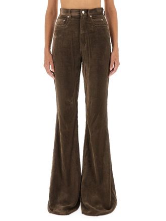 Rick Owens Flare Fit Viscose Trousers - Brown