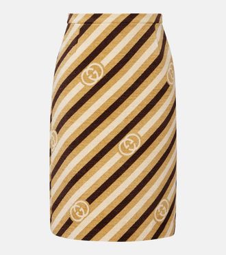 Gucci Gonna a tubino in velluto e ciniglia Interlocking G