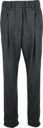 Brunello Cucinelli Classico Tapered Broeken - Dames - Broeken - Grijs - M - Wol - Broeken
