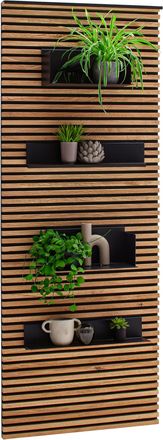 Sch&ouml;ner Wohnen Kollektion Wandpaneel, Anthrazit, Eichefarben, Holz, Metall, Kerneiche, massiv, 77x200x26 cm, Goldenes M, Dgm, Wohnzimmer, Wohnw&auml;nde, Wohnwand-Serien