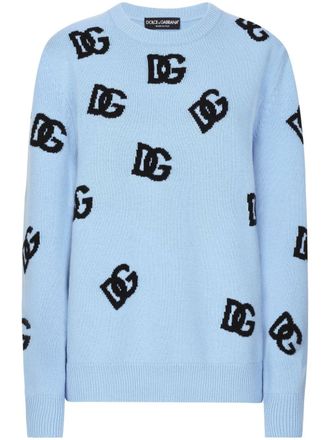 Dolce & Gabbana Maglione DNA con ricamo logo - Blu