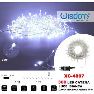 Trade Shop Trade Shop - Cadena De Luz 300 Led Luci&eacute;rnagas Luz Blanca Cable Transparente Ip44 Xc-4807
