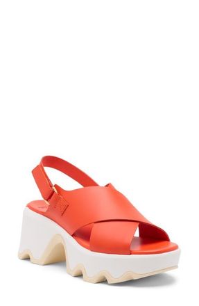 Sorel Kinetic Aura Slingback Platform Sandal in Crimson Fire/Honey White at Nordstrom, Size 8.5