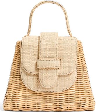Pamela Munson The Petite Lady Rattan & Raffia Top Handle Bag in Natural at Nordstrom