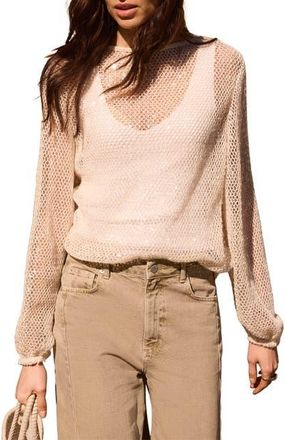 Mint Velvet Sequin Layered Balloon Top in Neutral at Nordstrom, Size X-Large