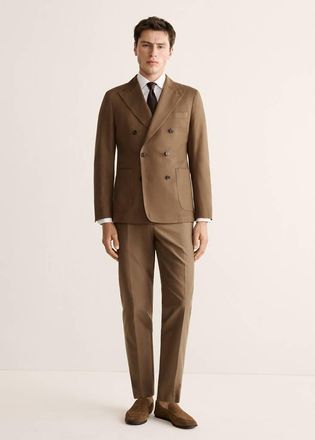 Mango Giacca completo slim fit incrociata marrone tabacco - Uomo - 48 - MANGO MAN