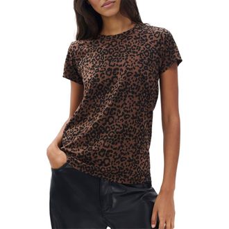 Rag & Bone Leopard Print Cotton T-Shirt in Brwmt at Nordstrom Rack, Size Xx-Small