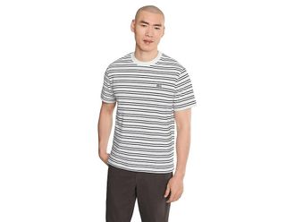 Lacoste Striped Cotton T-Shirt Mens T Shirt Blackbird/White : 7 (2XL), Cotton/Elastane/Jersey
