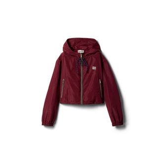 Miu Miu Technical Fabric Blouson Jacket, Woman, Amaranth Red, Size 42