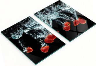 OEM Tablas De Servir De Cristal Para Cocina Con Dise&ntilde;o De Fresas Y Agua, 2x40x52 Cm