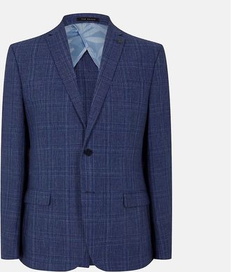 Ted Baker Mens Houndstooth Plaid Suit Jacket - Navy - Size: 52 62