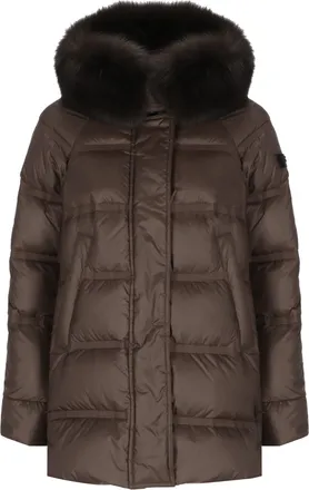 Peuterey Brown Takan Fox Fur Hood Quilted Down Jacket