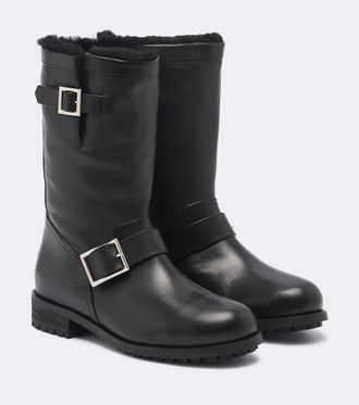 Jimmy Choo London Botas Biker de piel con borrego