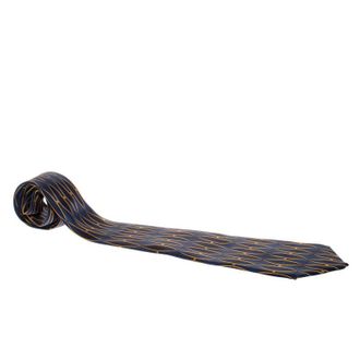 Lanvin Vintage Blue Lattice Motif Print Silk Tie