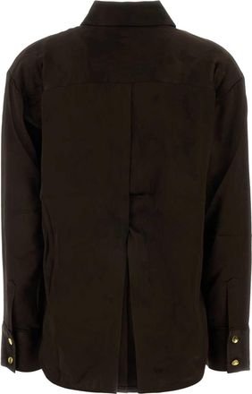 Ganni Womens Satin Shirt Brown Acetate Polyester