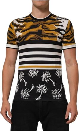 Dolce & Gabbana T-shirt met korte mouwen en ronde hals - Heren - T-shirts - Veelkleurig - XS - Katoen - Tops