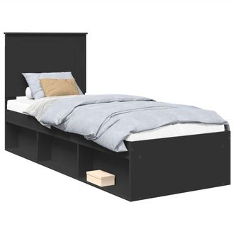 vidaXL Estructura De Cama Negro 75 X 190 Cm Madera De Pino Macizo Vidaxl