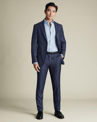 CHARLES TYRWHITT Italian Luxury Suit Trousers - Royal Blue Size 30/30 by Charles Tyrwhitt