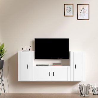 vidaXL Vidaxl - Set De Muebles De Tv 3 Piezas Madera Contrachapada Blanco