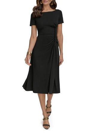 DKNY Twist Detail Knit Midi Dress in Black at Nordstrom Rack, Size 4