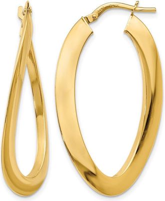 Diamond2Deal 14K Yellow Gold Oval Twisted Hoop Earrings 38mm