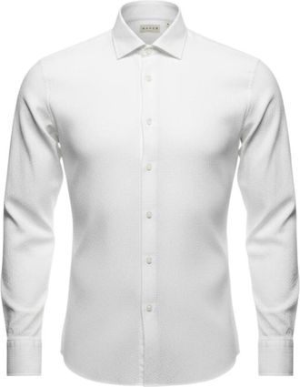 Xacus Seersucker Shirt - Heren - Zakelijke Overhemden - Wit - 3XL - Katoen - Overhemden