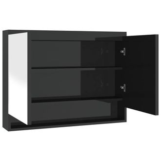 Berkfield Home Bathroom Mirror Cabinet 80x15x60 cm MDF Shining Black | Size: 80 x 15 x 60 cm