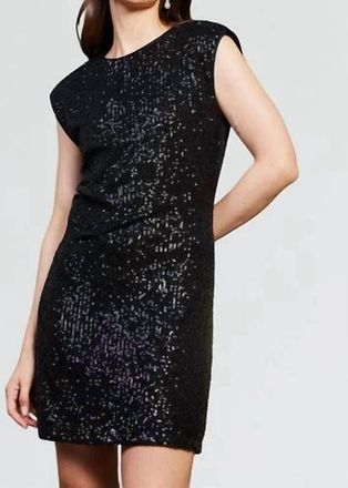 Gilli Sequin Short Sleeve Dress In Black