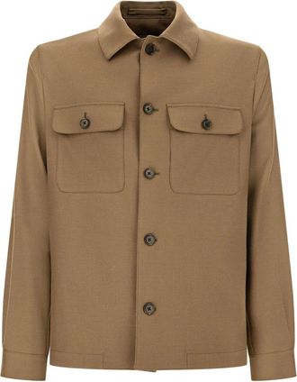 Corneliani Lichtgewicht jack met verborgen sluiting - Heren - Jassen - Beige - Maat: L Katoen