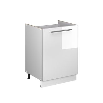 Vicco Mueble Bajo Para Fregadero Fame-line, Blanco Alto Brillo/blanco, 60 Cm, Vicco
