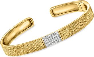 Ross-Simons Diamond Cuff Bracelet in 18kt Gold Over Sterling