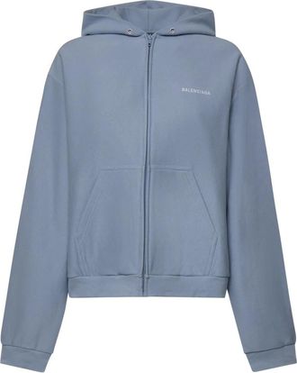Balenciaga Zip-throughs, female, Blue, Size: L Back Zip-up Hoodie