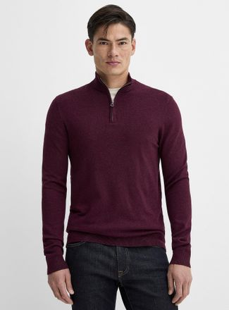 Le 31 Mens Zip-neck silky knit sweater