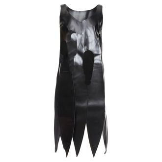 Comme Des Gar&ccedil;ons Comme des Garcons black PU V neck cut out fringe top