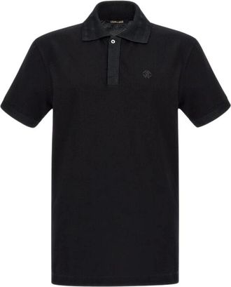 Roberto Cavalli Zwart Logo Polo Gemaakt in Itali&euml; - Heren - Polos - Zwart - XS - Katoen - Tops