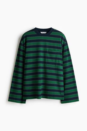H&M Shirt mit Tasche - Marineblau/Gestreift