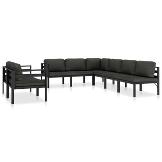 vidaXL Set Muebles De Jard&iacute;n 8 Pzas Y Cojines Aluminio Gris Antracita Vidaxl