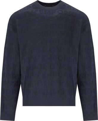Emporio Armani MAGLIONE GIROCOLLO MONOGRAM BLU NAVY EMPORIO ARMANI