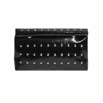 Generic Luxury Sparkle Rivet Envelope Evening Bag Roll Top Clutch Purse for Women Wedding Bridal Handbag 11.02x6.69x1.97in(Black)