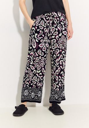 Cecil Culotte CECIL Style Neele, Damen, Gr. S (38), L&auml;nge 26, schwarz, Obermaterial: 100% Viskose, bedruckt, loose fit 7/8-L&auml;nge, Hosen Culotte, Sommerhose 