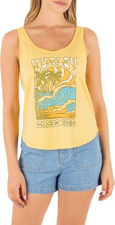 Hurley Splash Scoop Hem Cotton Graphic Tank Top in Banana Cream at Nordstrom, Size X-Large