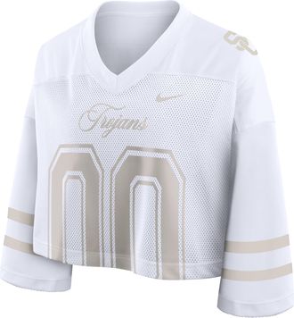 Nike USC Neutral Stance Collection Nike Womens Dri-FIT College Cropped Jersey in White | 03O310ASCJ-C3P