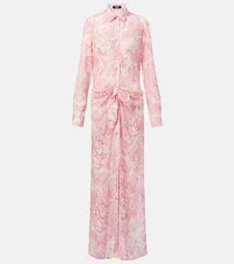 Versace Gathered printed shirt dress