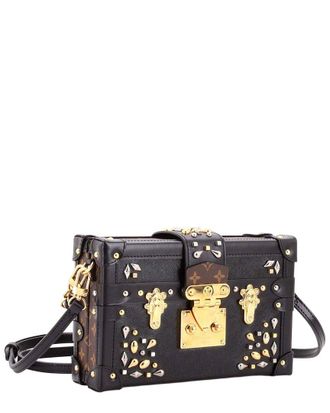 Louis Vuitton Brown Taiga Leather & Monogram Canvas Petite Malle Studded (Authentic Pre-Loved)