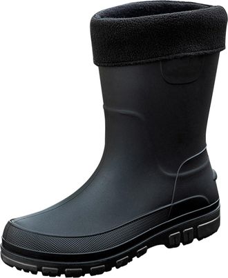 Generic Mens Ankle Rain Boots Waterproof Slip-On, Lightweight Rubber Walking Shoes for Wet Weather, Anti-Slip Sole Waterproof Gardening Trainers, Flexible Sof
