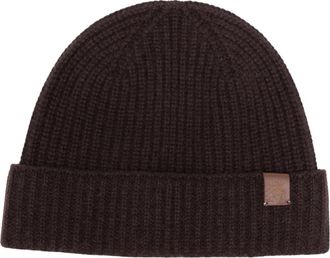 Eleventy Ribbed Cashmere Beanie - Heren - Hoeden - Bruin - ONE Size - Kasjmier - Accessoires