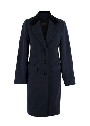 New & Lingwood x Alex Eagle Navy Single Breasted Longline Coat Size XXS