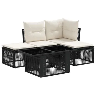 vidaXL Set Divano Da Giardino 5 Pz Nero Polyrattan Vidaxl