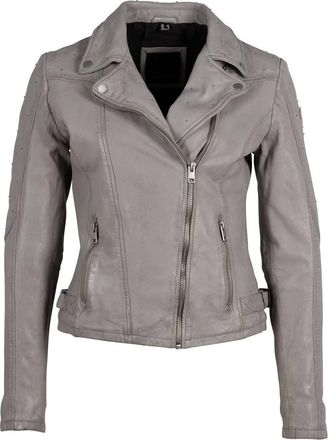 Mauritius Womens Aleeza Rf Leather Jacket In Light Grey