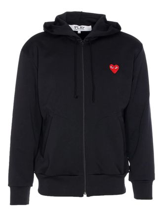 Comme Des Gar&ccedil;ons heart-embroidered hoodie - men - Polyester - L - Black